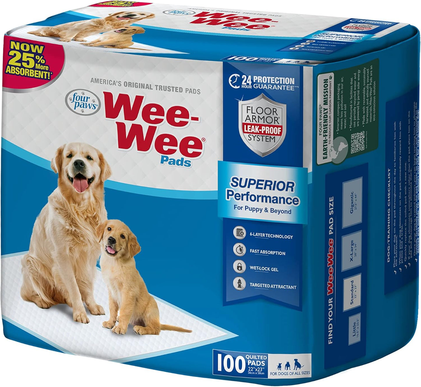 Wee-Wee Superior Performance Pee Pads for Dogs - Dog & Puppy Pads for Potty Training - Dog Housebreaking & Puppy Supplies - 22" X 23" (100 Count)