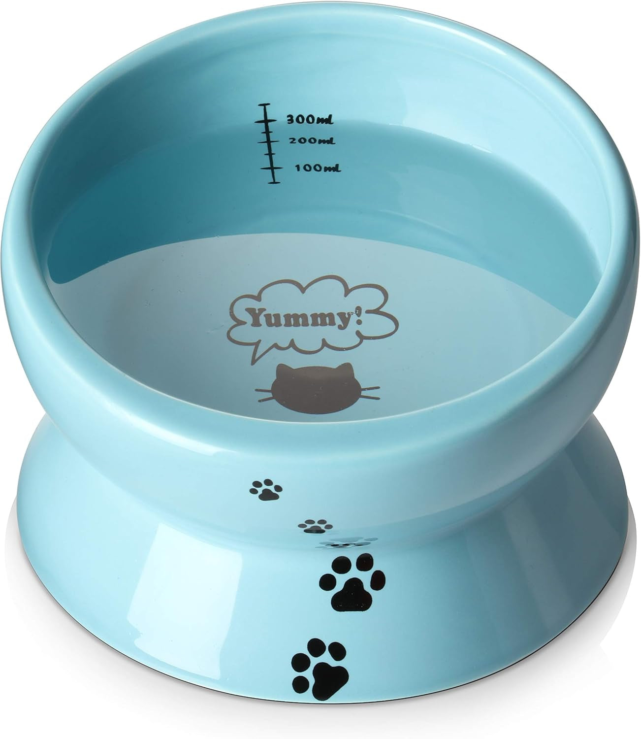 Elevated Cat Food Bowl, Raised Pet Food and Water Bowl, Cat and Small Dog Bowl, Tilted Ceramic Cat Water Bowl No Spill,15Oz, Dishwasher Safe